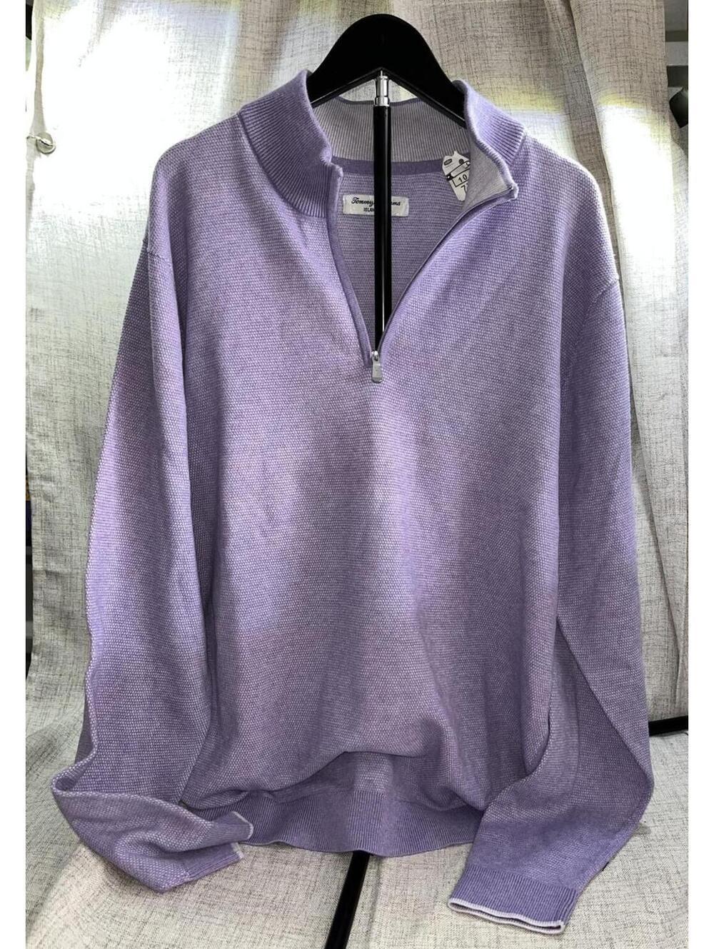 Tommy Bahama Island Zone Cotton Coolmax Blend 1/4 Zip EUC Purple Lilac